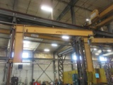 GORBEL 2-TON WALL MOUNTED JIB CRANE WITH BUDGIT 2-TON ELECTRIC CHAIN HOIST, APPROX. 17' FT SPAN