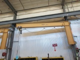 GORBEL 2-TON WALL MOUNTED JIB CRANE WITH BUDGIT 2-TON ELECTRIC CHAIN HOIST, APPROX. 17' FT SPAN, (