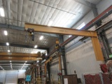 GORBEL 2-TON WALL MOUNTED JIB CRANE WITH BUDGIT 2-TON ELECTRIC CHAIN HOIST, APPROX. 17' FT SPAN, (