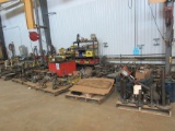 LOT ASST'D PRESSURE VESSEL USED PARTS, PLUS METAL TABLES AND RACK, (BUILDING IN BACK)