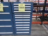 STANLEY VIDMAR 13-DRAWERS PARTS CABINET, WITH ASST'D THD TEE, NIPPLES, SWAGE CON, THD HEX BUSHING,
