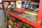 LOT: STEEL SHELVING UNIT WITH CONTENTS OF LARGE COMBO WRENCHES; WORK LIGHTS; SOCKET SETS; IMPACT