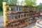 LOT: DOUBLE-SIDE WELDED CANTILEVER RACK; WITH APPROX. (50) STACKABLE MATERIAL STANDS (OUTSIDE)