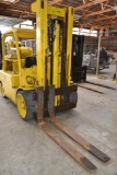 HYSTER 15;000 LB. LP FORKLIFT MODEL S150A; S/N 424D2286R; SOLID TIRES; OVERHEAD GUARD; 129 IN.
