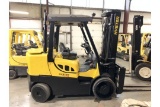 2013 HYSTER 15,500 LB. DIESEL FORKLIFT MODEL S155FT; SOLID TIRES; 3-STAGE MAST (LOCATED IN HAMILTON;