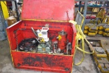 LOT: SIMPLEX CHARGE HYDRAULIC POWER UNIT WITH HOSE & LARGE RAM IN RIGGERS CHEST (BUILDING #1)
