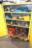 LOT: ASSORTED POWER TOOLS IN ROLLING JOB BOX INCLUDING GRINDERS; SAWS; SANDERS; ETC. (BUILDING #1)