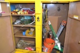 LOT: ROLLING JOB BOX WITH CONTENTS OF (2) LEVER HOISTS; (1) CHAIN HOIST; ASSORTED RIGGING