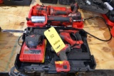 LOT: MILWAUKEE CORDLESS SAWZALL; GREASE GUN; (3) 3/8 IN. IMPACT WRENCHES; WITH (2) CHARGERS & (1)