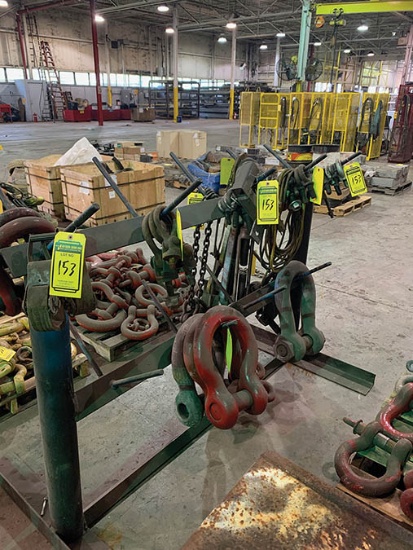 RACK AND CONTENTS OF CLEVISES AND ASSORTED RIGGING