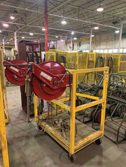 OXY-ACETYLENE CART W/ TWO REEL CRAFT HOSE REELS
