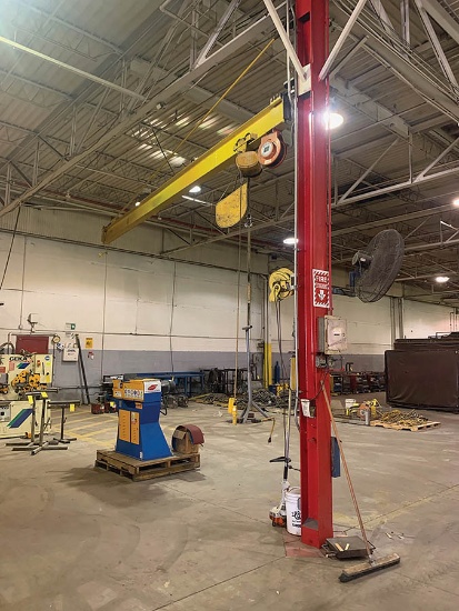 20' WALL MOUNTED JIB CRANE, 2-TON CAP. W/BUDGIT 2-TON HOIST