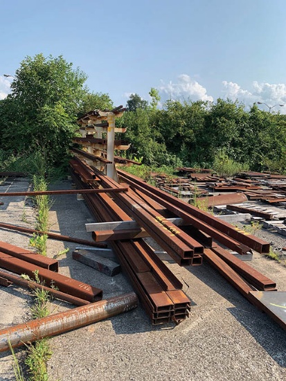 STEEL CANTILEVER RACK AND CONTENTS OF 6'' CHANNEL, PIPE AND SQUARE TUBING