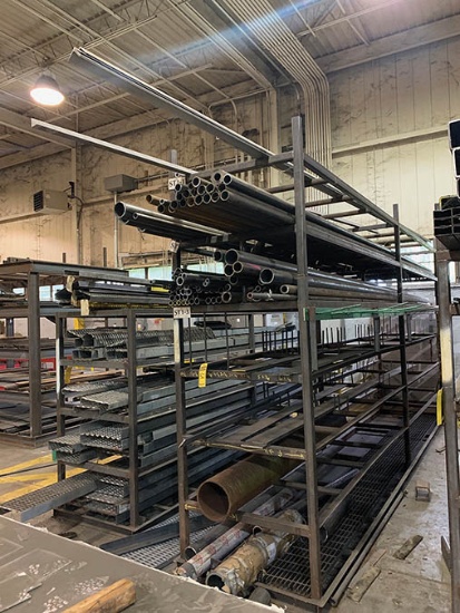 (2) STEEL RACKS AND CONTENTS OF STEEL PIPE AND STEEL WALKWAYS