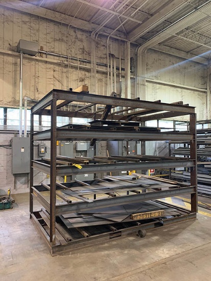 STEEL RACK AND CONTENTS OF 1/4'' PLATE