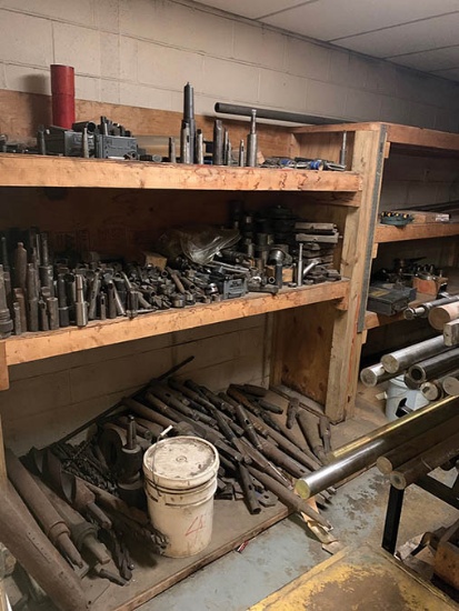 CONTENTS OF ROOM INCL. STEEL STOCK AND LARGE TOOLING