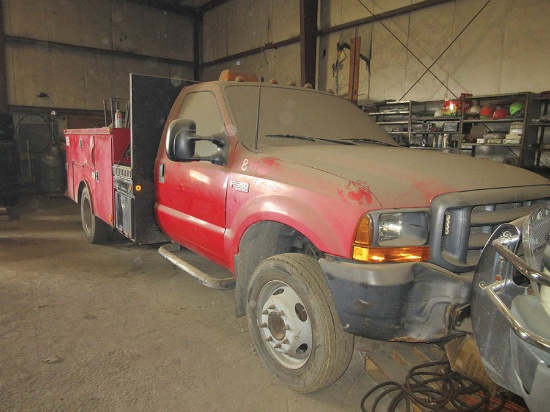 1998 FORD F-550 SUPER DUTY MECHANICS TRUCK W/ TOOL BODY & INGERSOLL RAND AIR COMPRESSOR, 5-SPEED