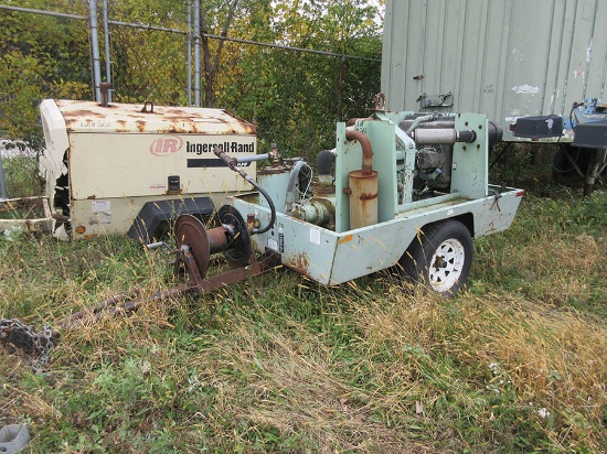 SULLAIN AIR COMPRESSOR, MODEL 250 DPQ JD, S/N 004-114384, JOHN DEERE DIESEL ENGINE, S/N
