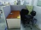 SMALL OFFICE AREA, DESK, FILE CABINET, CHAIRS, & PARTITION