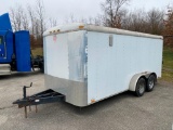 2005 CARGO MATE 16' CARGO TRAILER, MODEL CM716TA2, SIDE DOOR, RAMP DOOR, TANDEM AXLE, VIN 5NHUCM6255