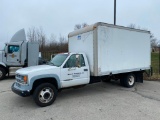 2000 CHEVROLET 3500HD BOX TRUCK, DUALS,NO LIFT GATE, GAS, 109,478 MILES, VIN 1GBKC34J9YF426089