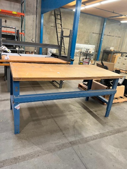 (4) 6' X 3' Adjustable Height Press Board Top Work Table