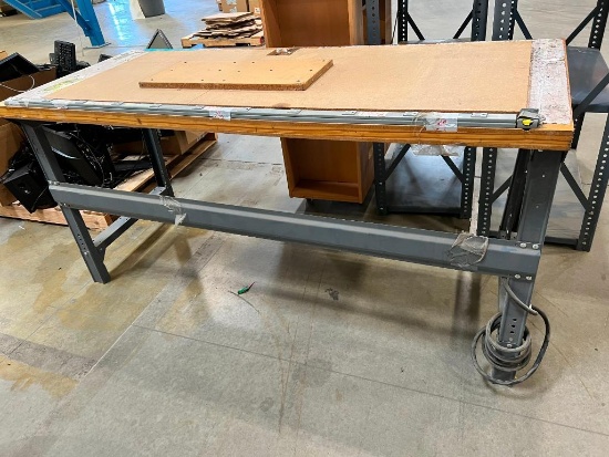 (3) 6' X 2' 6" Adjustable Height Press Board Top Work Table w/ Electric