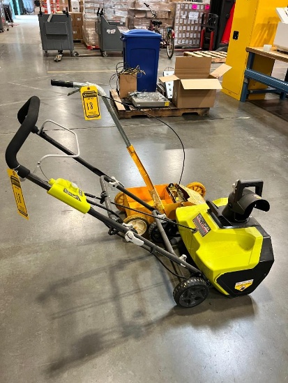 (1) Ryobi Snow Thrower, Item No. RYAC803, 13 Amp, 120 V, 60 Hz, (1) Rust-Oleum Striping Machine, No.