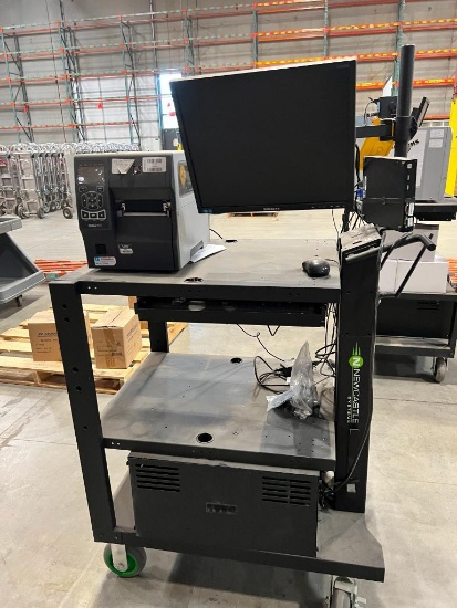 Newcastle System Mobile Pack Station w/ Zebra Printer, Model ZT410, Samsung Monitor