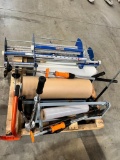 Skid of Assorted Handheld Stretch Wrappers, Paper Rollers, Uline Label Dispenses