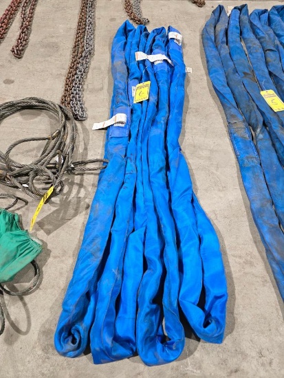 (4) 6' American Blue Polyester Round Slings, 21,200 LB. Vert./ 17,000 LB. Choker/ 42,400 LB. Basket