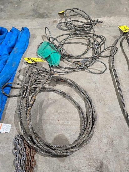 (8) Assorted Wire Rope Slings; (3) 10', (1) 6' 1/2" Dia., & (4) 6' 3/8" Dia.