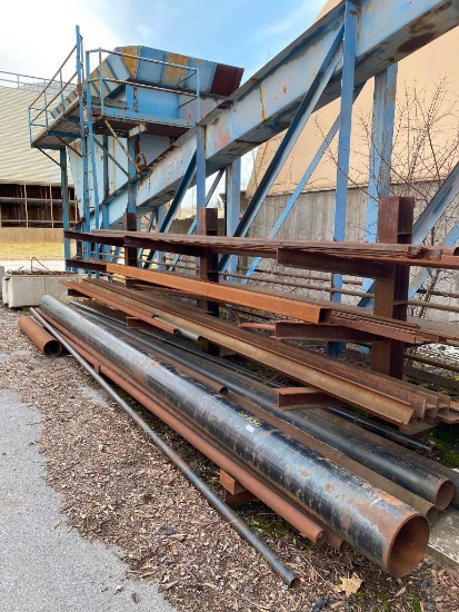 Cantilever Rack & Contents of I-Beams, C-Channel, & Plate Steel