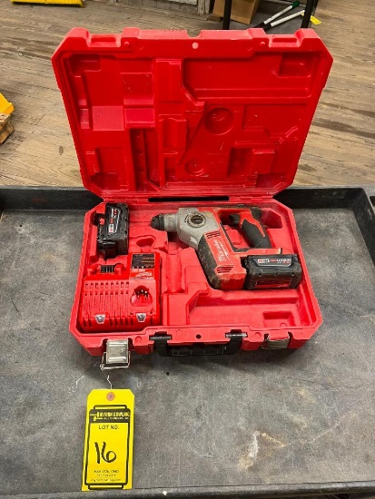 Milwaukee 5/8" Rotary Hammer, 18 V, w/ Charger, (2) Batteries