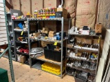 (3) Shelf Units w/ Content; Assorted Electrical Supplies, Terminals, Hangers, Copper Connectors,