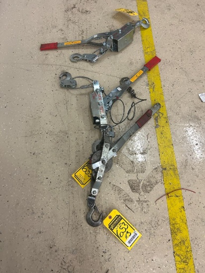 (3) Cable Lever Hoists; (2) 2-Ton & (1) 1-Ton