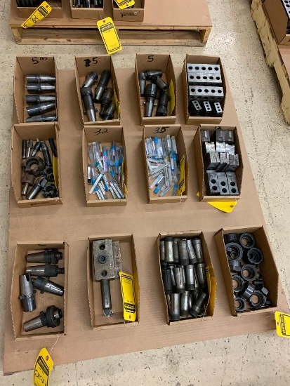 Pallet w/ Assorted Collets, Kwik-Switch Taper Tool Holders, Tool Holder w/ Boring Bar, Assorted