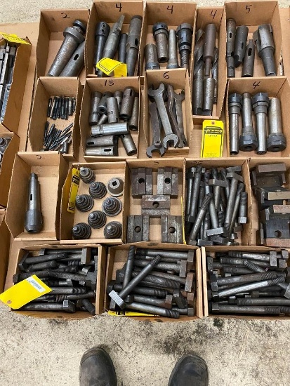 Pallet w/ Assorted Hold-Downs, Drill Shank Adaptors, Collet Tool Holders, Taps, Spade Drills