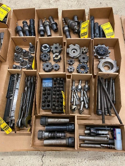 Pallet w/ Assorted Tool Holders, Indexable Ball End Mills, Facing Mills, Wrenches, Number/ Letter