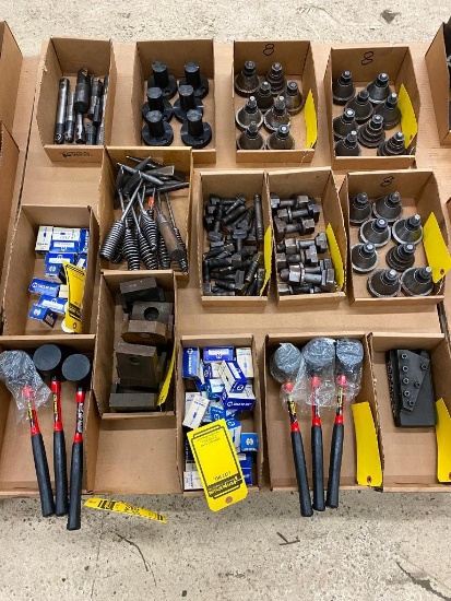 Pallet w/ Assorted Spade Bits, Slag Hammers, Rubber Mallets, Cham-Bits, Hold-Downs