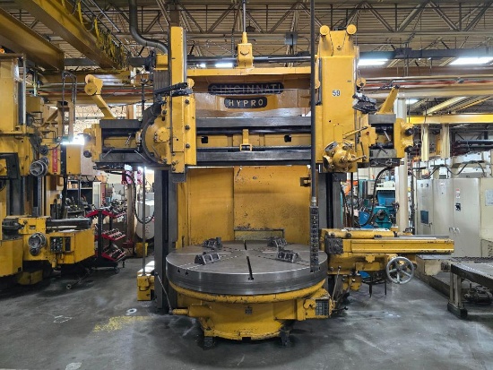 Cincinnati Hypro Vertical Turret Lathe, 84" 4-Jaw Chuck, Swings 88", S/N 6918, 65" Under Rail