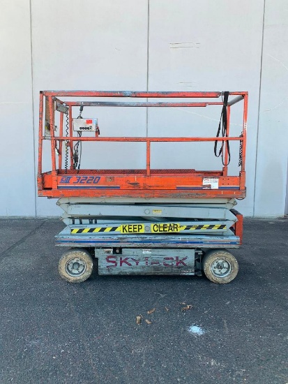 Skyjack II 3220 Electric Scissor Lift, S/N 64978, 20' Platform Height, 24V, Solid Non-Marking Tires,