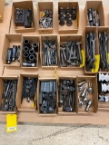 Pallet w/ Assorted Hold-Downs, V-Blocks, Wrenches, Corner Rounding End Mills, Indexable End Mills,