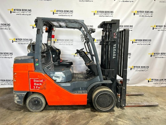 2018 Toyota 10,000-LB. Capacity Forklift, Model 8FGCU45U, S/N 13483, LPG Gas, Cushion Tires, 2-Stage