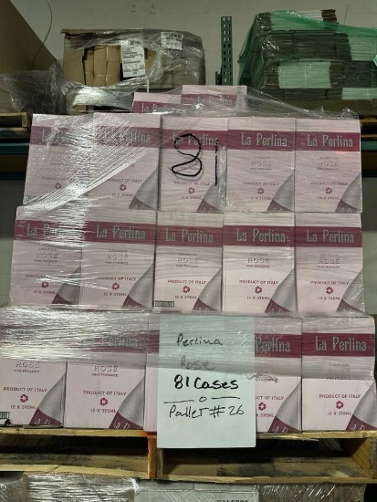 Pallet Consisting of (81) Cases of Perlina Sparkling Rose Wine
