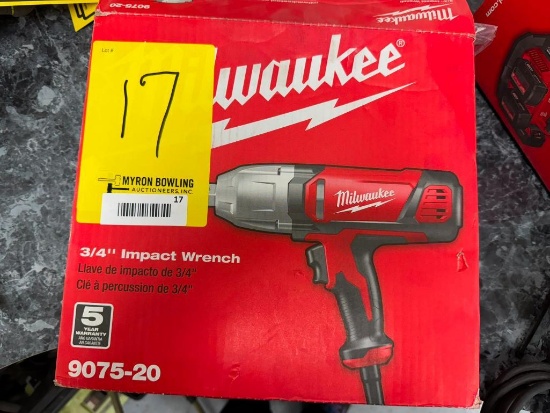 (New) Milwaukee Electric 3/4" Square Ring Impact Wrench, Model 9075-20, S/N 239DD205000282