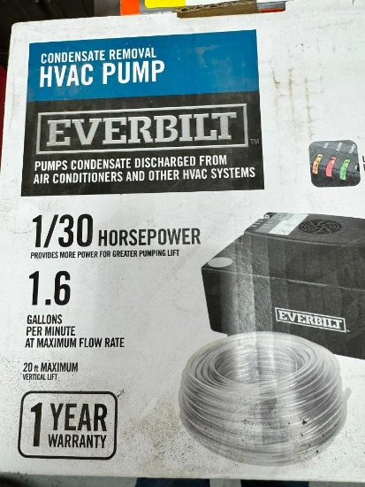 (New) Everbilt Condensate Removal HVAC Pump, 1/30 HP, 1.6-Gallons Per Minute