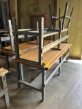 (2) Uline Wood Top Workbenches, Adjustable Height, 8' X 30