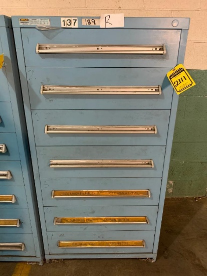 Stanley Vidmar 7-Drawer Cabinet w/ Assorted Spare Parts; Servo Motors, Assorted Valves, Hydraulic