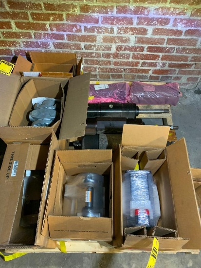 Pallet w/ Assorted Spare Parts; Industrial Motors, Servo Motors, Cylinders